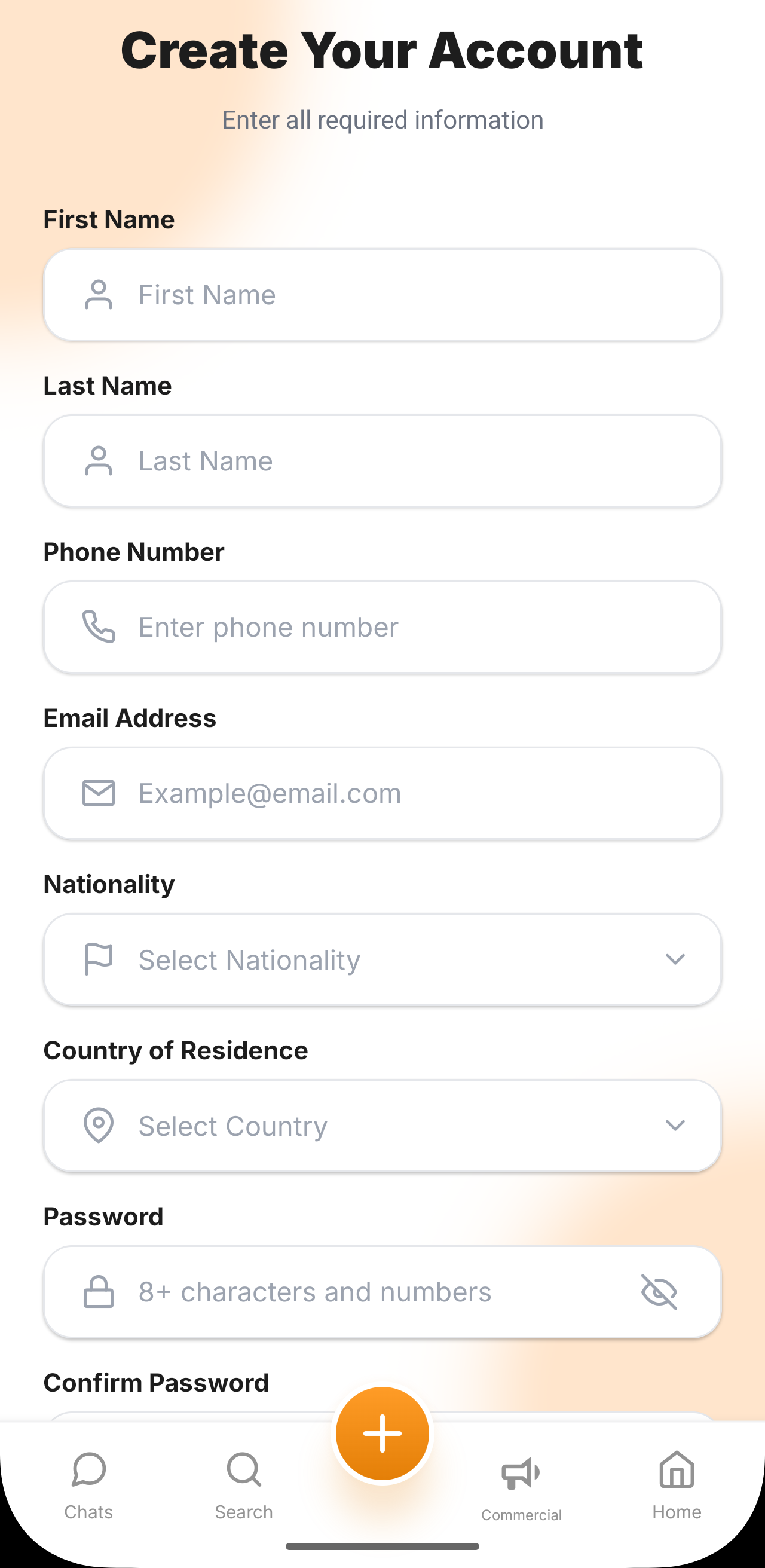 Step 1 Profile Screen Mockup
